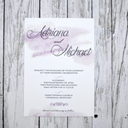 Wedding Invitation Watercolor Purple and Gray Thermography (Raise Ink)