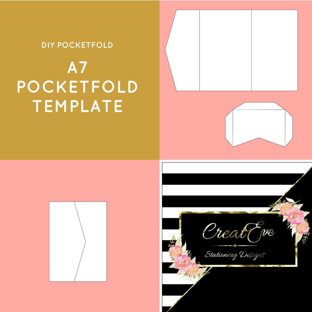 5x7 Pocket Wedding Invitation Template PDF, Pocket Folio Invitation,  Printable, Pocket Invitations, Pocket Envelope, Trifold Envelope 