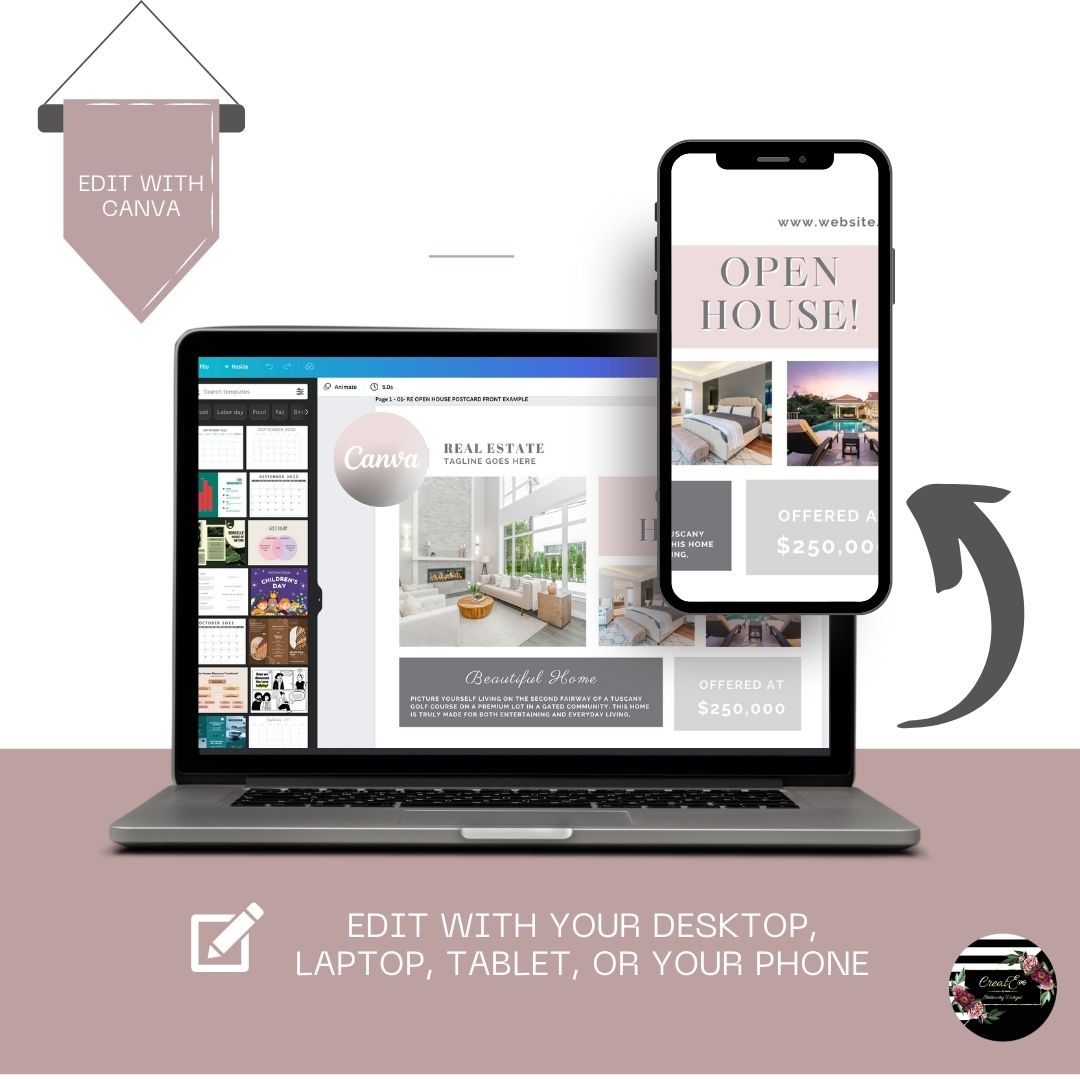 Real Estate Open House Postcard Customizable Template Printable Instant